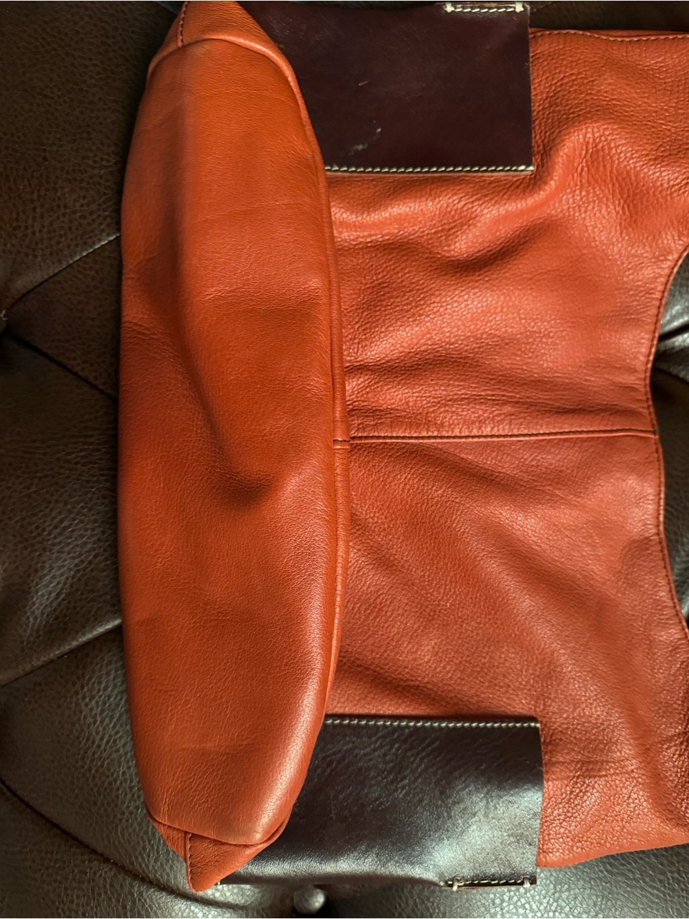 Women’s Leather Hobo Bag in Burnt Orange - Picture 3 of 4